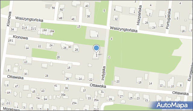 Grabówka, Indyjska, 1, mapa Grabówka