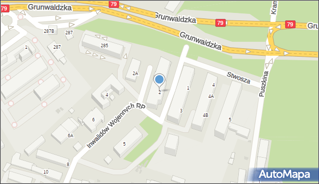 Jaworzno, Inwalidów Wojennych RP, 2, mapa Jaworzno