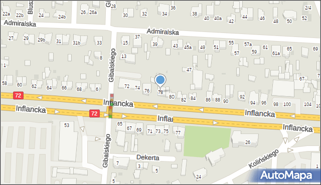 Łódź, Inflancka, 78, mapa Łodzi