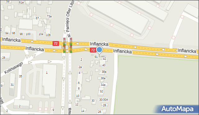 Łódź, Inflancka, 91a, mapa Łodzi