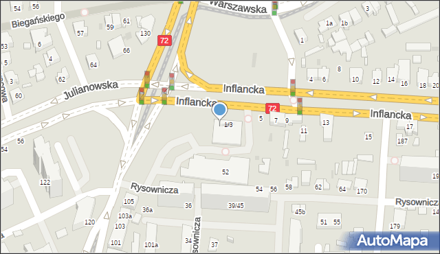 Łódź, Inflancka, 3, mapa Łodzi