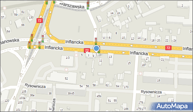 Łódź, Inflancka, 9A, mapa Łodzi