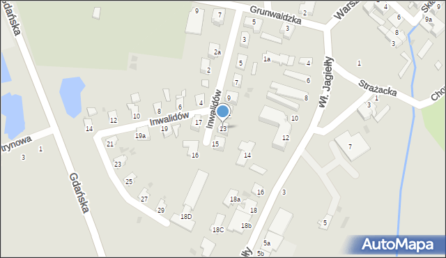 Olsztynek, Inwalidów, 11a, mapa Olsztynek