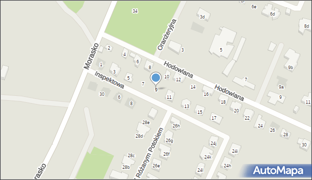 Poznań, Inspektowa, 9, mapa Poznania