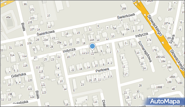 Radom, Indycza, 11, mapa Radomia