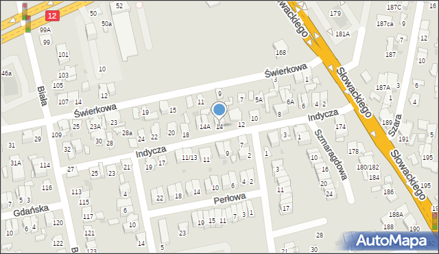 Radom, Indycza, 14, mapa Radomia