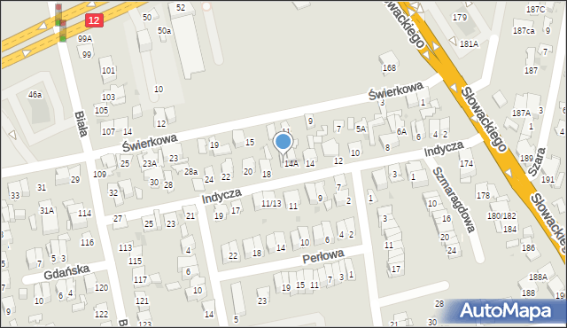 Radom, Indycza, 16, mapa Radomia