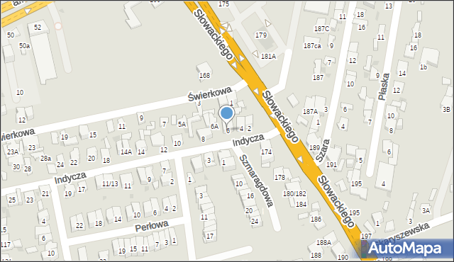 Radom, Indycza, 6, mapa Radomia