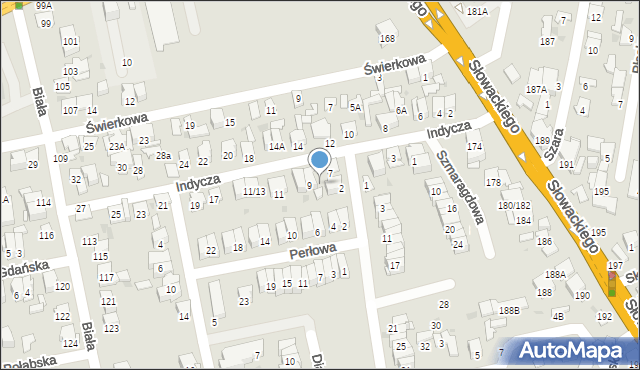 Radom, Indycza, 7/9, mapa Radomia