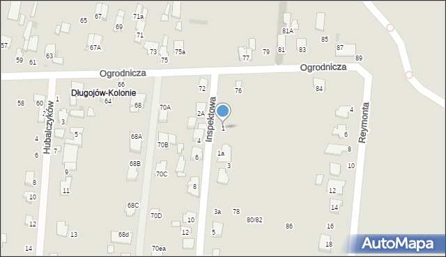 Radom, Inspektowa, 1, mapa Radomia