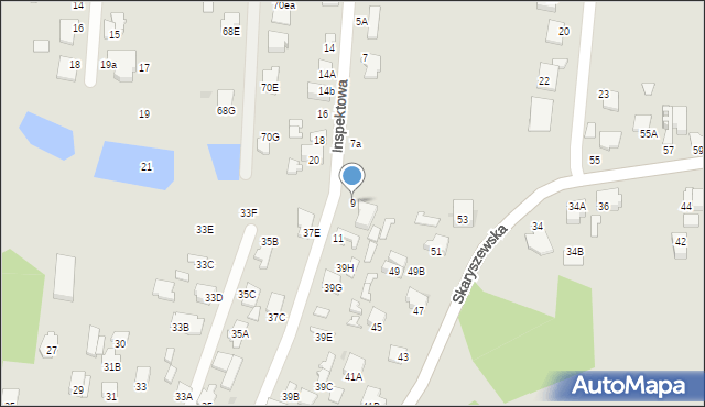Radom, Inspektowa, 9, mapa Radomia