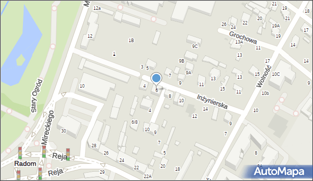 Radom, Inżynierska, 6, mapa Radomia