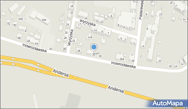 Toruń, Inowrocławska, 32, mapa Torunia