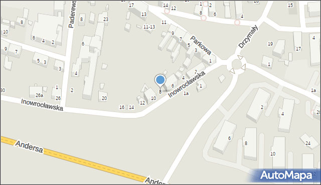 Toruń, Inowrocławska, 8, mapa Torunia