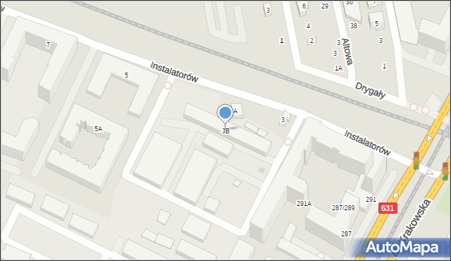 Warszawa, Instalatorów, 3B, mapa Warszawy