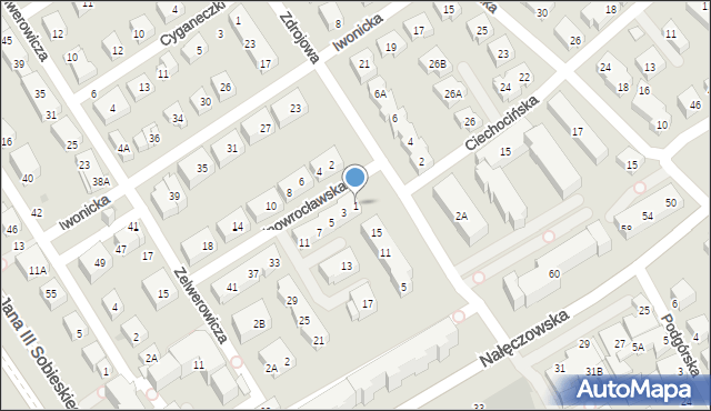 Warszawa, Inowrocławska, 1, mapa Warszawy