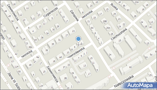 Warszawa, Inowrocławska, 4, mapa Warszawy