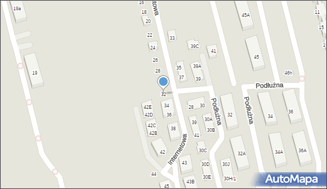 Warszawa, Internetowa, 32, mapa Warszawy