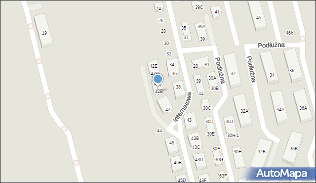 Warszawa, Internetowa, 42B, mapa Warszawy