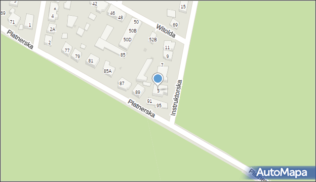 Warszawa, Instruktorska, 3, mapa Warszawy