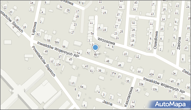 Wołów, Inwalidów Wojennych RP, 50, mapa Wołów