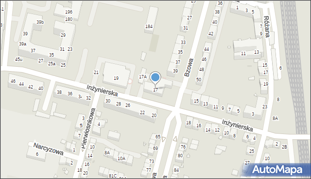 Wrocław, Inżynierska, 17, mapa Wrocławia