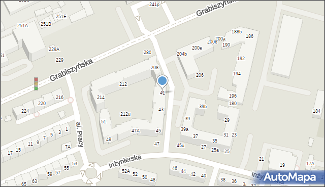 Wrocław, Inżynierska, 41, mapa Wrocławia