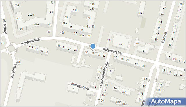 Wrocław, Inżynierska, 36, mapa Wrocławia