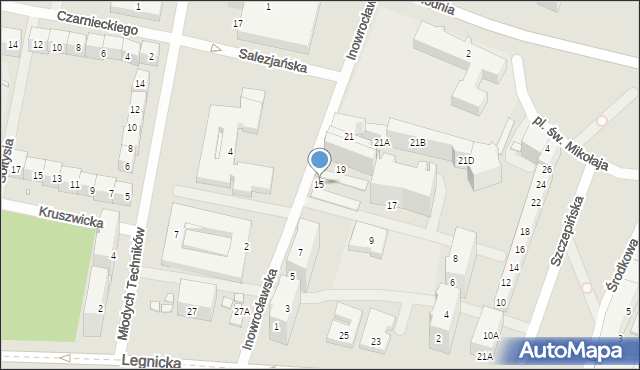 Wrocław, Inowrocławska, 15, mapa Wrocławia