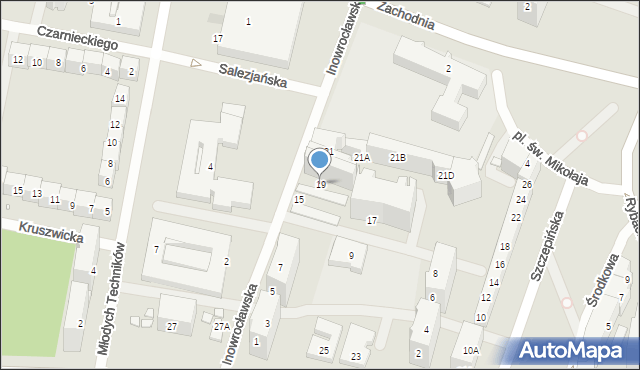 Wrocław, Inowrocławska, 19, mapa Wrocławia