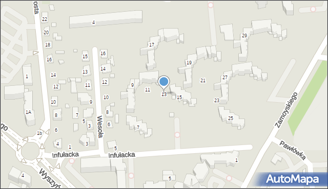 Zamość, Infułacka, 13, mapa Zamościa