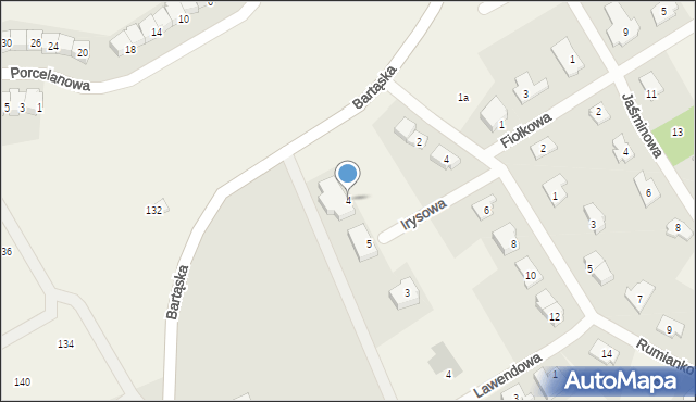 Bartąg, Irysowa, 4, mapa Bartąg