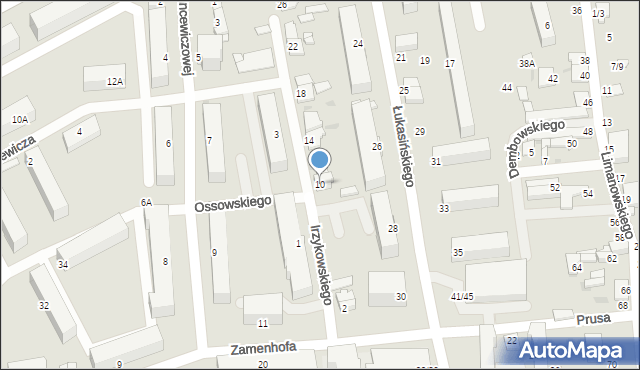 Częstochowa, Irzykowskiego Karola, 10, mapa Częstochowy