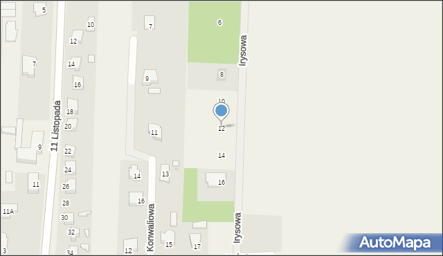 Dobroń, Irysowa, 12, mapa Dobroń