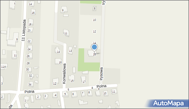 Dobroń, Irysowa, 16, mapa Dobroń