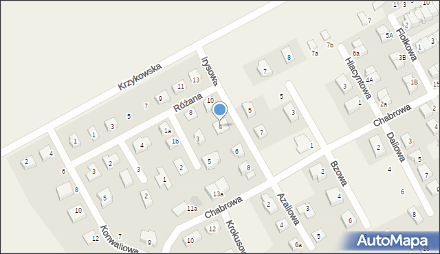 Dobrzykowice, Irysowa, 4, mapa Dobrzykowice