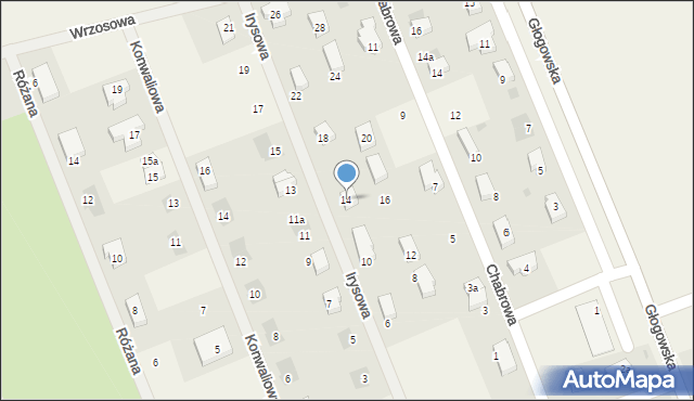 Grębocice, Irysowa, 14, mapa Grębocice