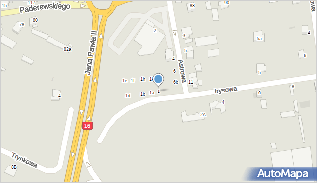 Grudziądz, Irysowa, 1, mapa Grudziądza