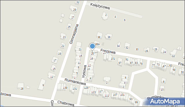 Jelcz-Laskowice, Irysowa, 20, mapa Jelcz-Laskowice