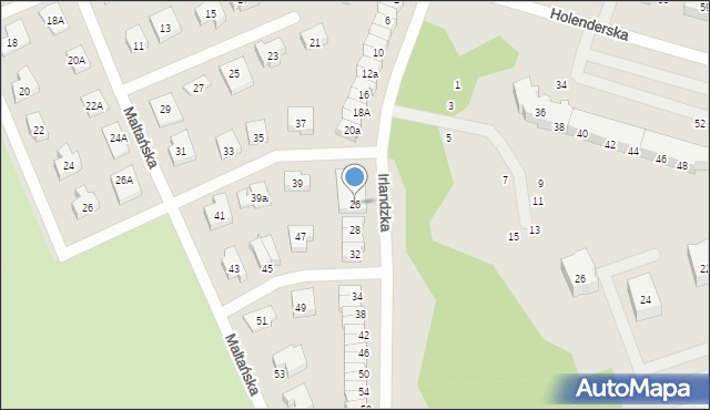 Koszalin, Irlandzka, 26, mapa Koszalina