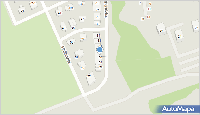 Koszalin, Irlandzka, 50, mapa Koszalina