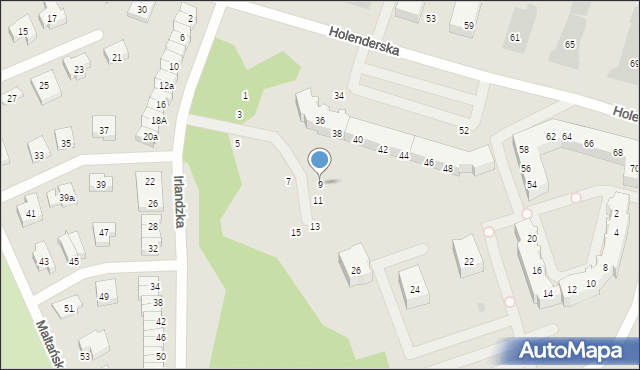 Koszalin, Irlandzka, 9, mapa Koszalina