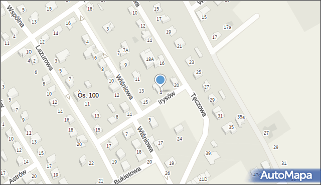 Kozy, Irysów, 4, mapa Kozy