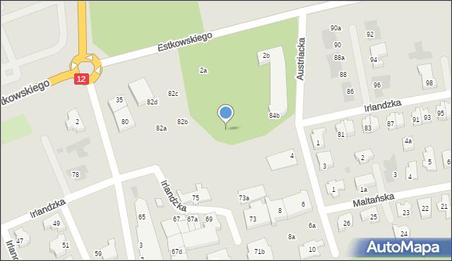 Leszno, Irlandzka, 84a, mapa Leszno