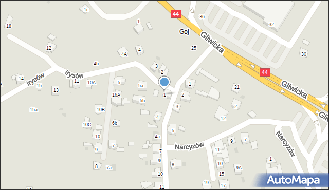 Mikołów, Irysów, 1, mapa Mikołów