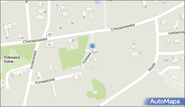 Polkowice, Irysowa, 3, mapa Polkowice