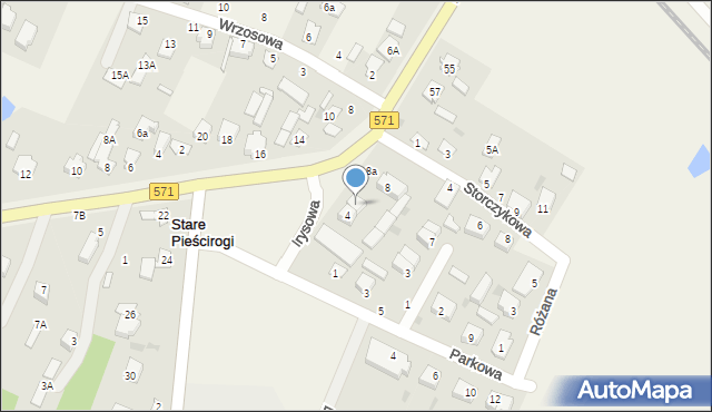 Stare Pieścirogi, Irysowa, 6, mapa Stare Pieścirogi