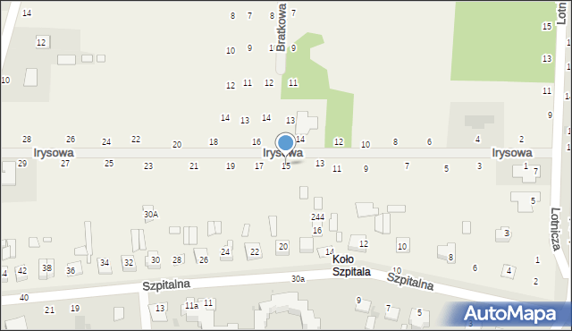 Suszno, Irysowa, 15, mapa Suszno