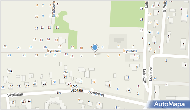 Suszno, Irysowa, 7, mapa Suszno