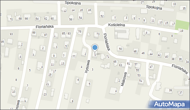 Tomice, Irysowa, 1, mapa Tomice